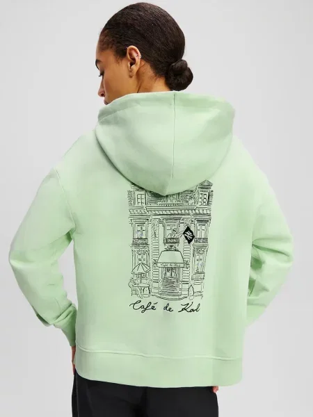 Karl Lagerfeld bluza z kapturem z nadrukiem zielony