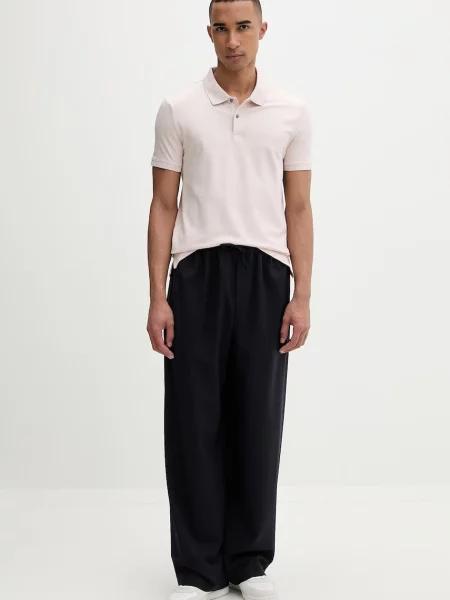Calvin Klein polo majica z bombažem roza