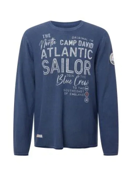 CAMP DAVID Pulover Atlantic Crossing bleumarin / murdar alb