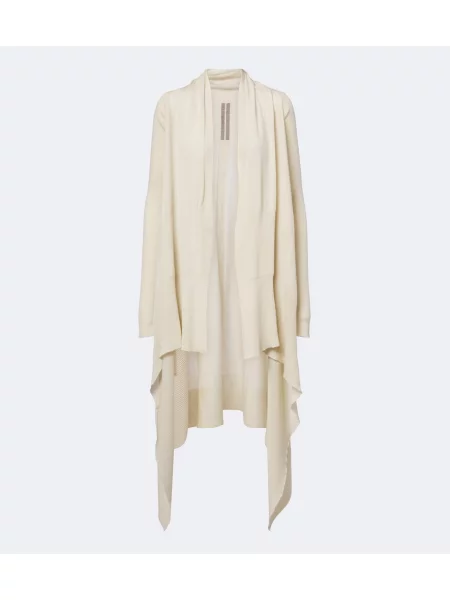 Cardigan Rick Owens de lână asimetric alb