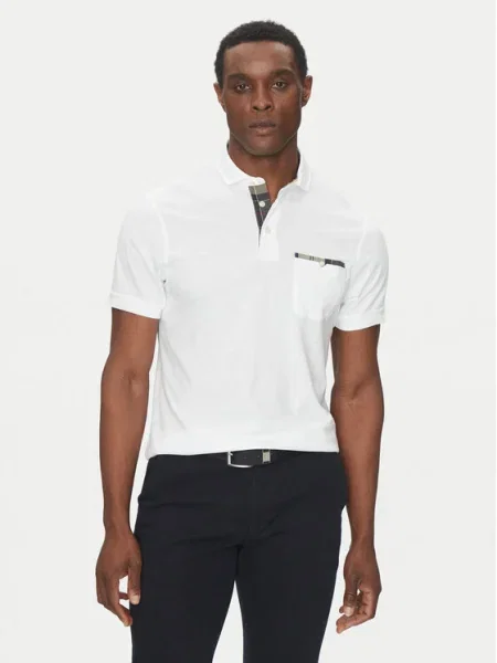 Barbour Tricou polo Corpatch Tailored Fit alb