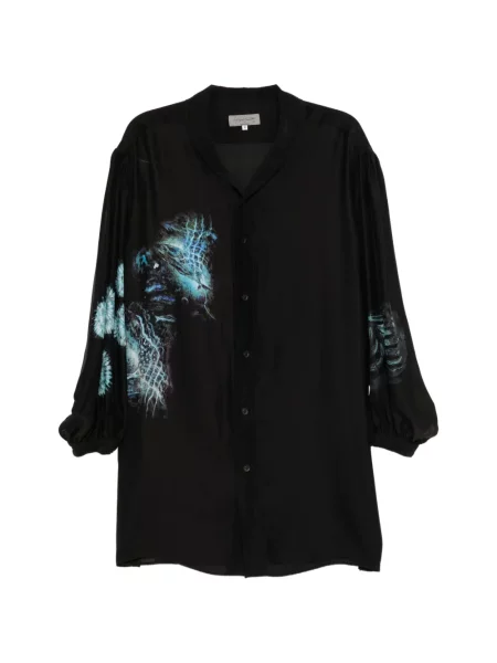 Gulerat cămașă Yohji Yamamoto cu imagine negru