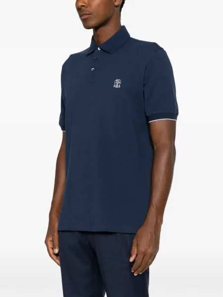 Polo Brunello Cucinelli με κέντημα μπλε