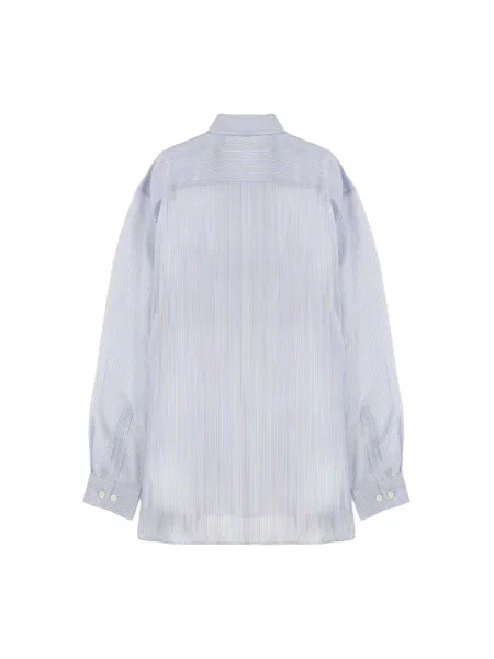 Koszula Dries Van Noten w paski z paskiem niebieska