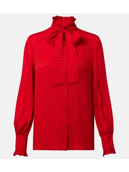 Jedwabny top Valentino z kokardką czerwony