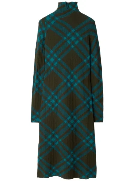 Rochie Burberry de lână în carouri de costum maro