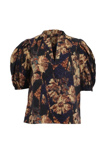 Bluză Ulla Johnson cu model floral cu imagine cu decolteu în V negru