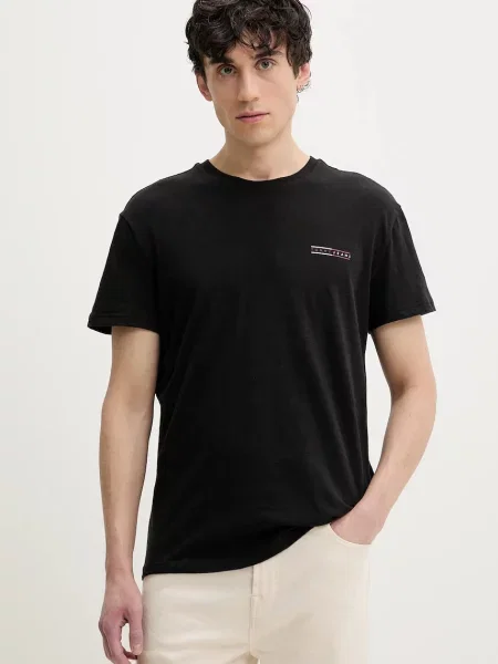 Tommy Jeans tricou din barbati cu imprimeu negru