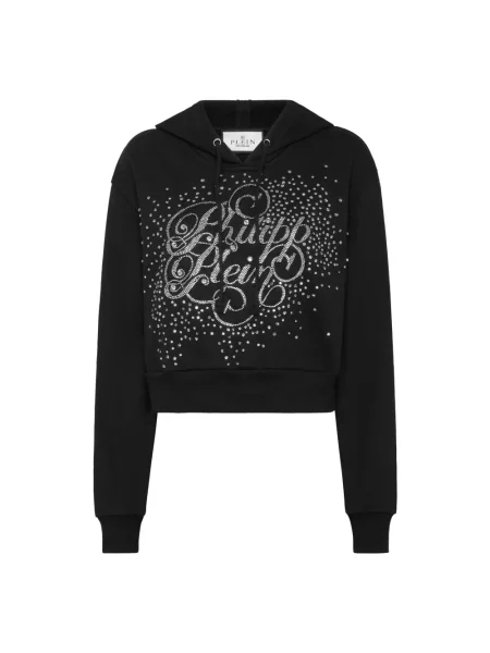 Bluza z kapturem Philipp Plein z kapturem o skróconej długości czarna