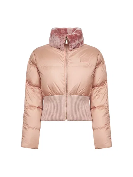 Lniana pikowana kurtka Fendi różowa