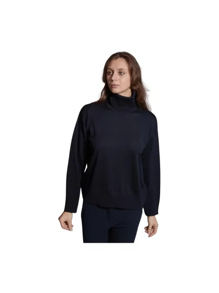 Sweter Alpha Studio wełniany z długim rękawem kolarski niebieski