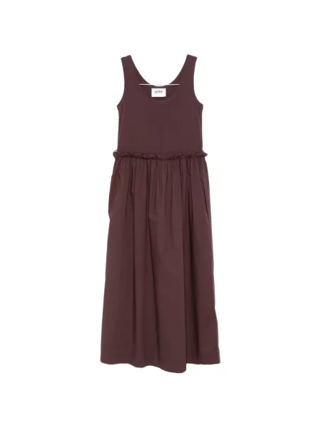 Sukienka midi Alpha Studio bez rękawów z falbankami brązowa