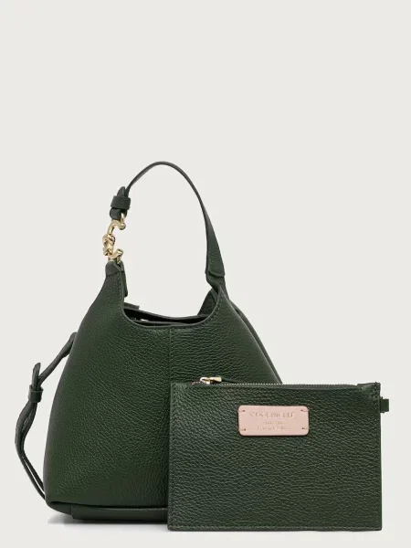 Coccinelle geantă crossbody pentru femei din piele verde