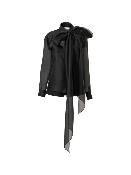 Cămașă Carolina Herrera cu funde din organza negru