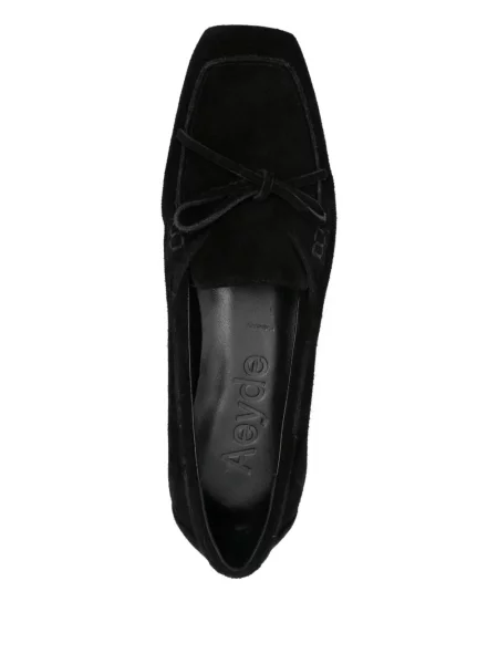 Pantofi loafer Aeyde cu funde din piele de căprioară negru