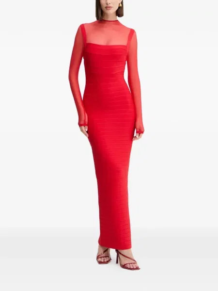 Rochie maxi Hervé Léger lungă de costum roșu