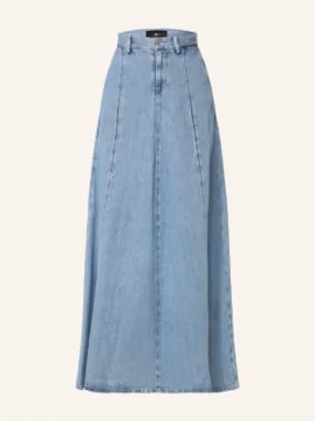 7 For All Mankind Spódnica Dżinsowa Drama Skirt Z Lnem blau niebieska