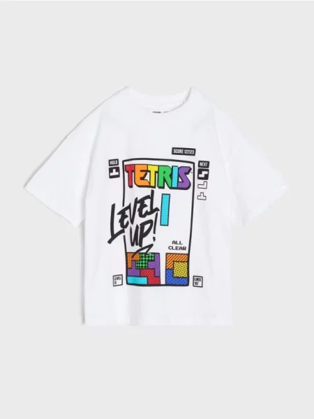 Sinsay tričko s krátkým rukávem Tetris bílá