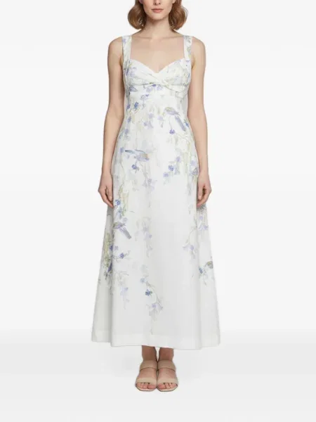 Rochie midi Zimmermann cu model floral cu imagine alb