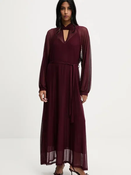 Answear Lab sukienka maxi prosta bordowy