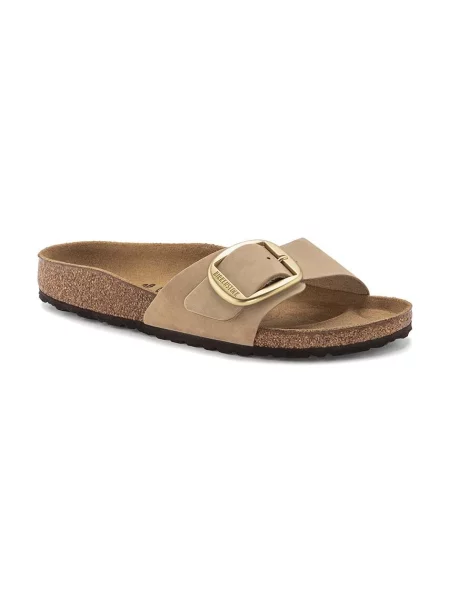 Nubukové šľapky Birkenstock Madrid Big Buckle béžová