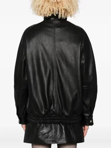 Kožna jakna Nour Hammour crna