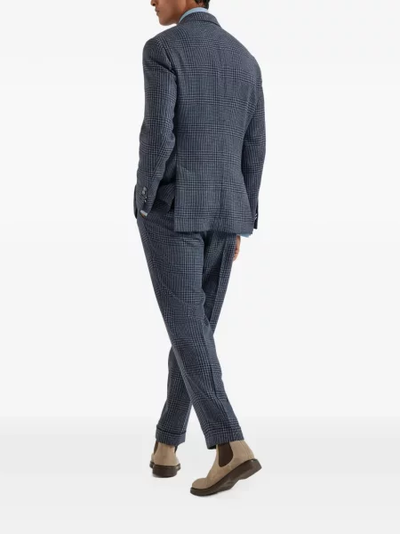Costum Brunello Cucinelli de lână în carouri albastru