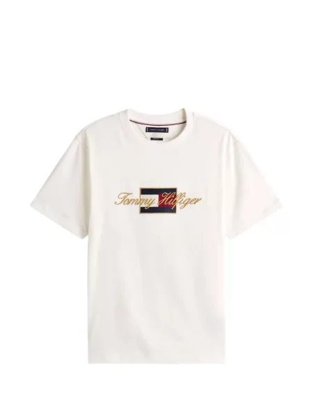 Tricou Tommy Hilfiger cu broderie alb