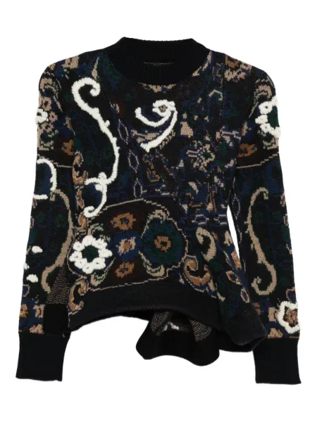 Pulover Sacai cu model floral albastru