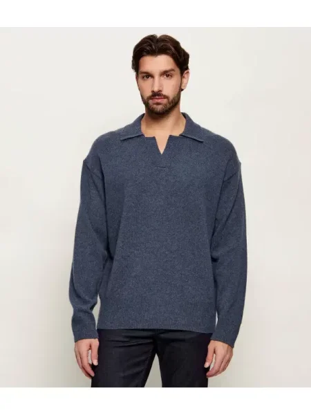 BOSS BLACK De lână pulover C-Ucari negru