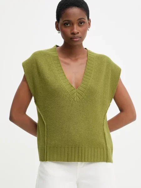Елек с вълна United Colors of Benetton зелено