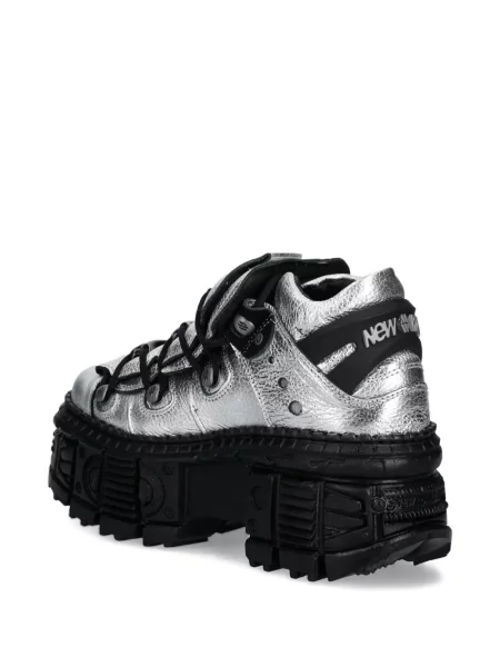 Sneakerși New Rock din piele cu platformă gri