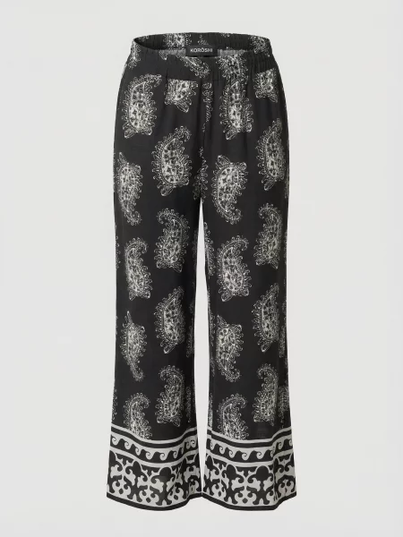 KOROSHI Pantaloni negru alb