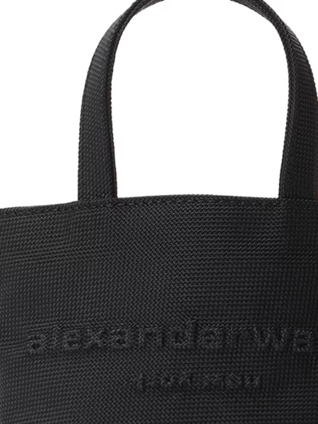 Кожена шопинг чанта Alexander Wang с автограф черно