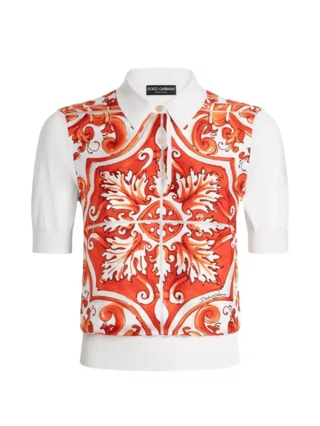 Pulover Dolce & Gabbana de mătase cu imagine alb