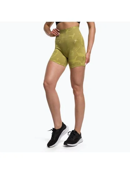 Дамски шорти за тренировка Gymshark Adapt Camo Savanna Seamless green зелено