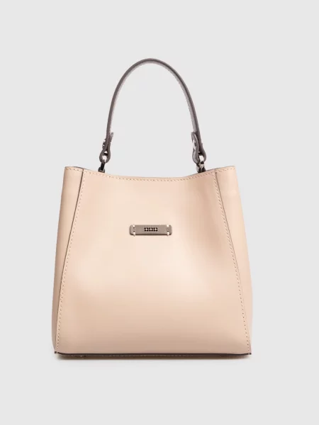 Шкіряна сумка з брендовим патчем Peserico бежева
