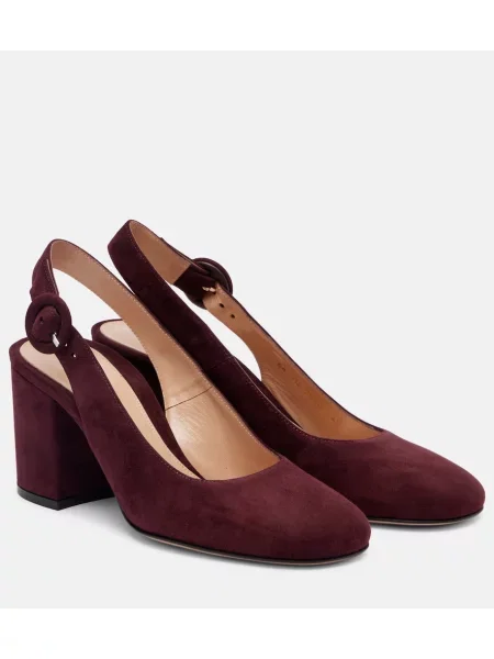 Pantofi cu toc Gianvito Rossi din piele de căprioară slingback bordo