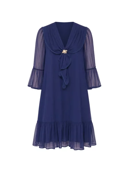 Rochie midi Nissa de mătase albastru