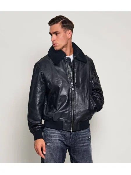 AllSaints Geacă de piele Darby negru