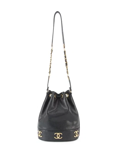 Stahovací šňůrka bucket kabelka Chanel Pre-owned černá