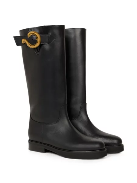 Botine Etro din piele cu model paisley cu cataramă negru