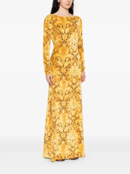 Rochie maxi Etro cu imagine de costum galben