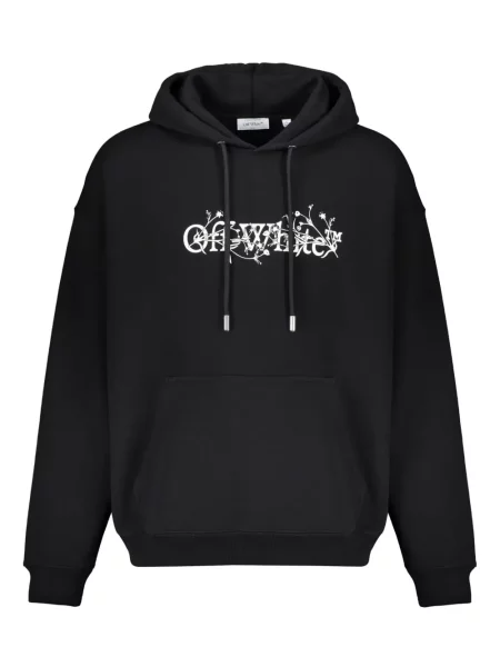 Hanorac cu glugă Off-white cu imagine alb