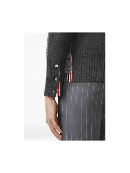 Sweter Thom Browne wełniany z okrągłym dekoltem szary