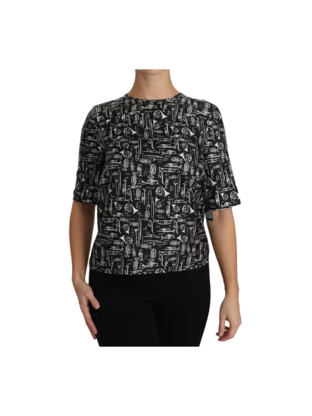 Bluzka Dolce And Gabbana z nadrukiem czarna
