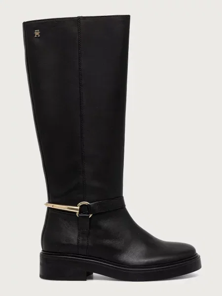 Tommy Hilfiger De piele cizme de echitație negru