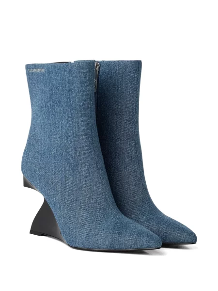 Боти Karl Lagerfeld Jeans с клин ток синьо