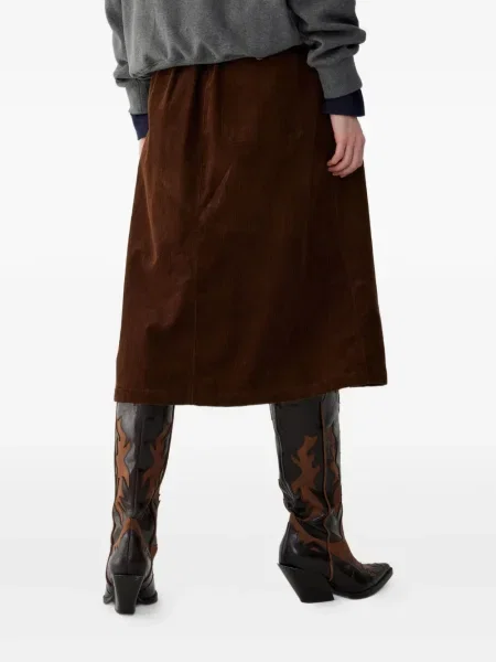 Fustă Studio Tomboy de catifea cord maro