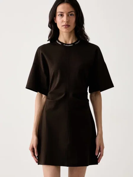 Calvin Klein Jeans rochie cu vâscoză maro